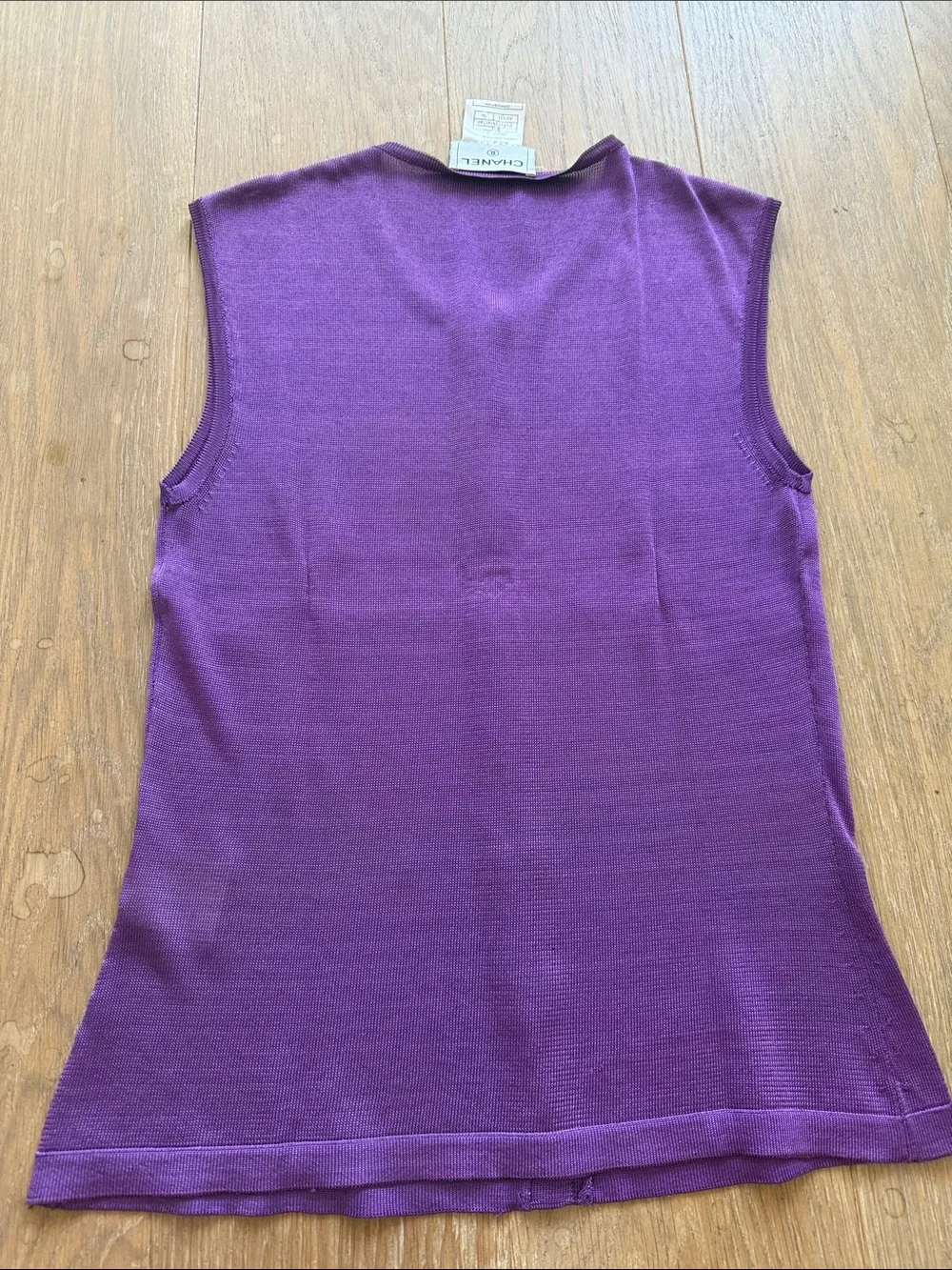 Authentic CHANEL purple sleeveless dress tank buttons size 36